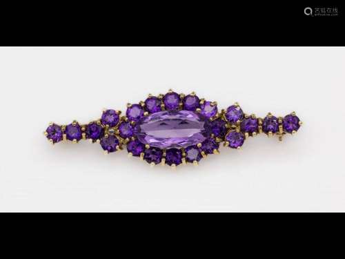 14 kt gold amethyst-brooch