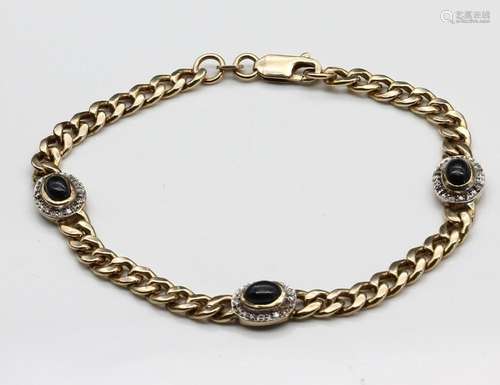 14 kt gold sapphire-diamond-bracelet