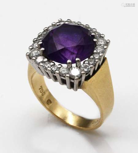 18 kt gold amethyst-diamond-ring