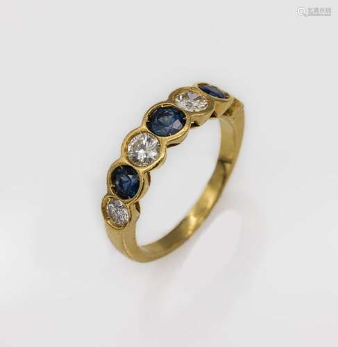 18 kt gold sapphire-brilliant-ring