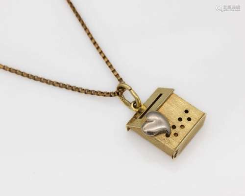 14 kt gold pendant  letterbox with heart