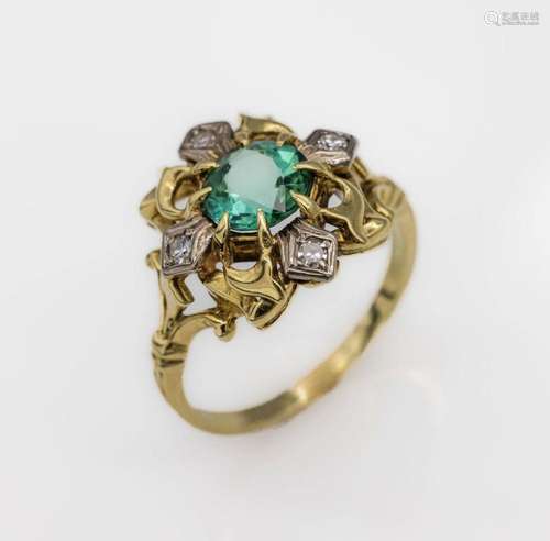 14 kt gold tourmaline-diamond-ring