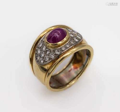 14 kt gold ruby-brilliant-ring