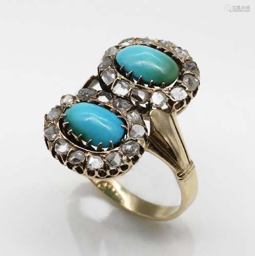 14 kt gold turquoise-diamond-ring