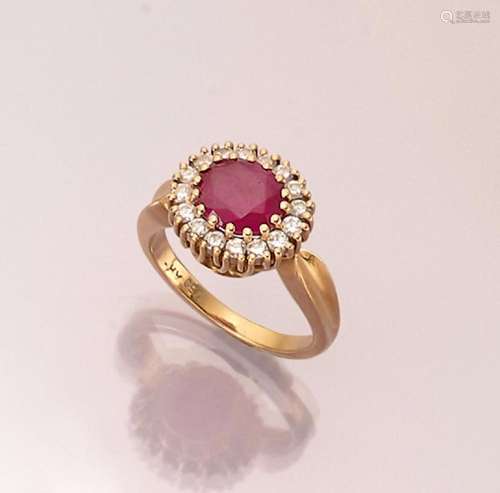 18 kt gold ruby-brilliant-ring