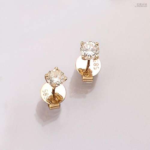 Pair of 14 kt gold brilliant-earrings