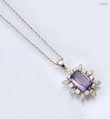 14 kt gold tanzanite-diamond-pendant