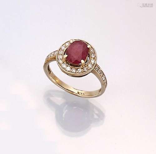 14 kt gold ruby-brilliant-ring