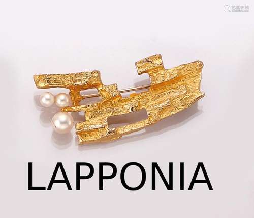 14 kt gold LAPPONIA cultured pearl-brooch