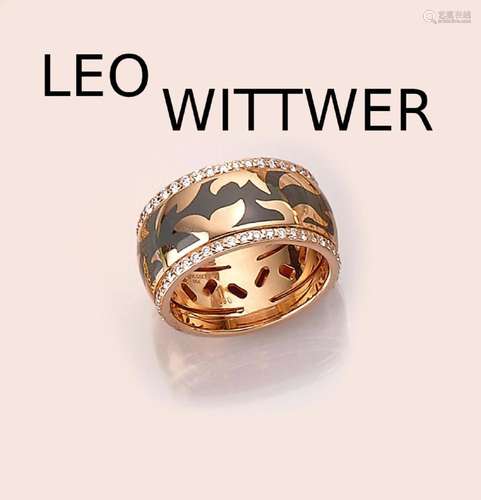 18 kt gold LEO WITTWER ring with enamel and brilliants