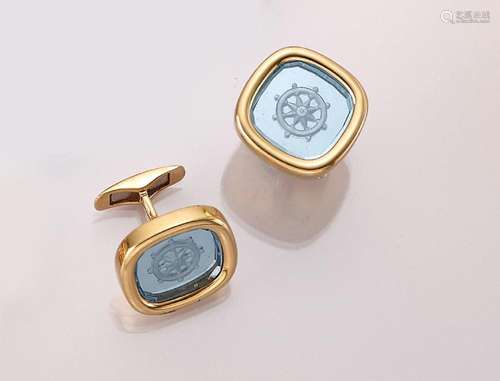 Pair of 18 kt gold cufflinks  Steering Wheel