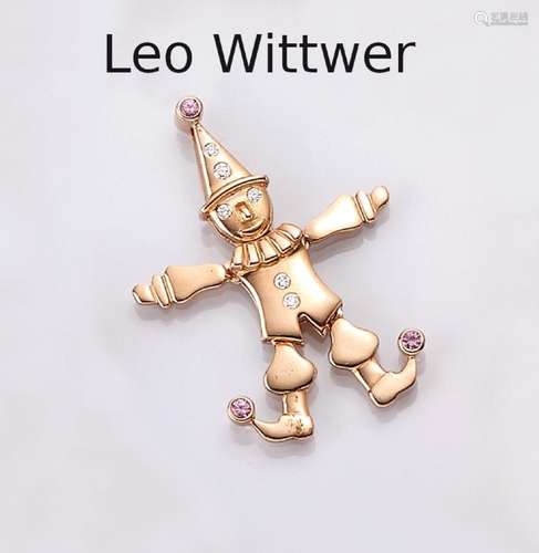 18 kt gold LEO WITTWER brilliant-sapphire- pendant  clown