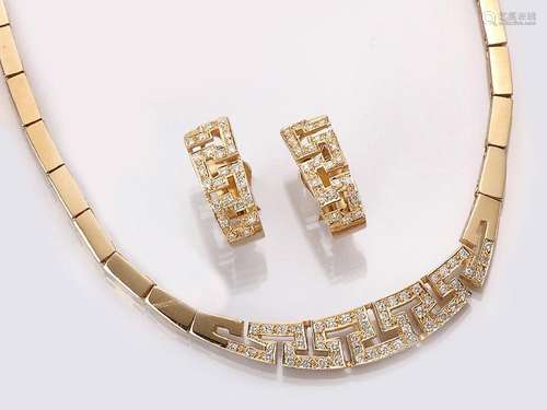 18 kt gold jewelry set with brilliants