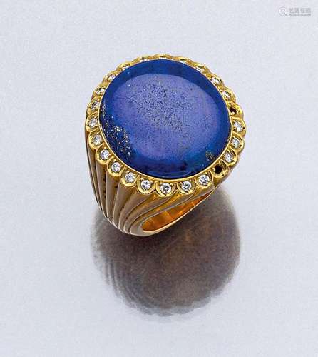 18 kt gold lapis lazuli brilliant ring