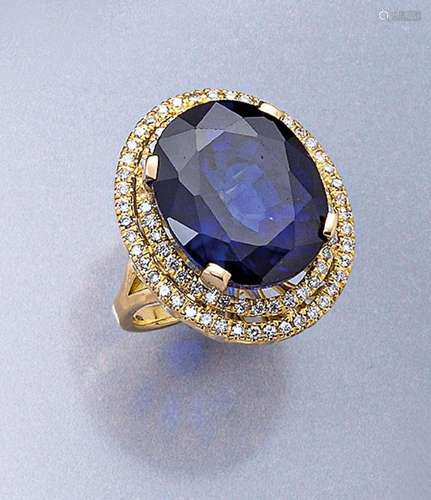 18 kt gold sapphire-brilliant-ring