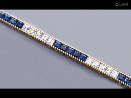 14 kt gold sapphire-diamond-bracelet