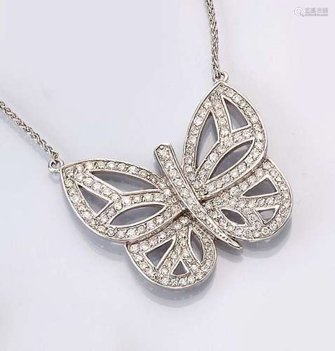 14 kt gold necklace  butterfly  with brilliants