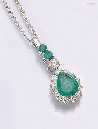 18 kt gold emerald-brilliant-pendant