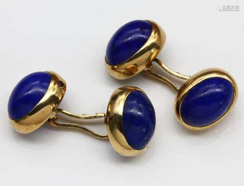 Pair of 18 kt gold cufflinks with lapis lazuli