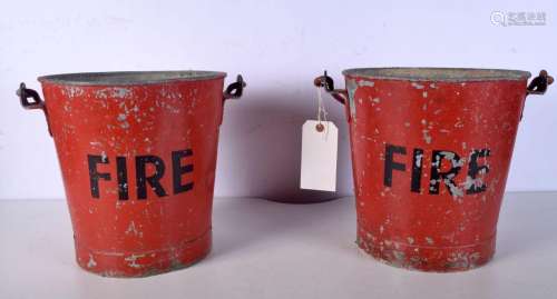 A pair of Vintage fire buckets. 29cm (2).