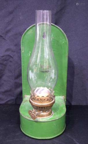 An early 20th Century wall mounted oil lamp. 37cm.