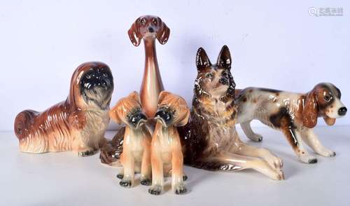 A collection of Dutch Jema ceramic dogs. 34cm (5).