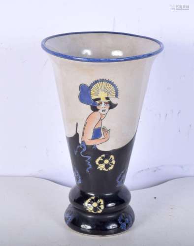 A French porcelain vase decorated in the Art Deco style, sta...