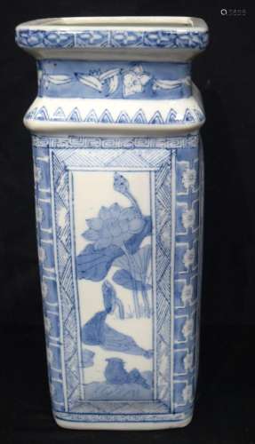 A large Chinese porcelain blue and white vase decorated with...