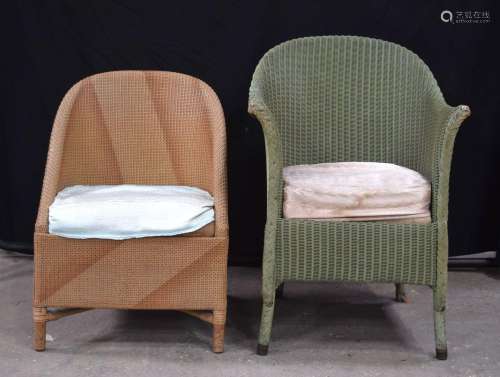 A Lloyd loom Chair with upholstered and sprung seat together...