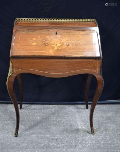 A French ladies writing bureau with a galleried top and Ormo...