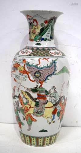 A large Chinese porcelain Famille Verte vase decorated with ...