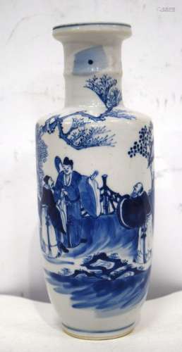 A small Chinese Porcelain blue and white vase decorated with...