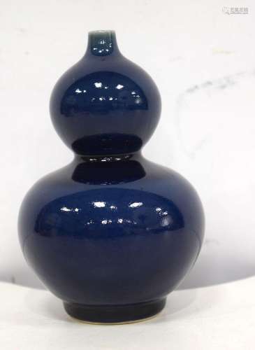 A small Chinese porcelain Sacrificial blue double Gourd vase...