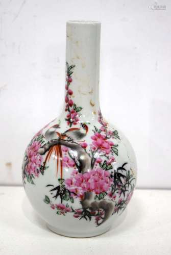 A small Chinese porcelain decorated with birds and foliage. ...