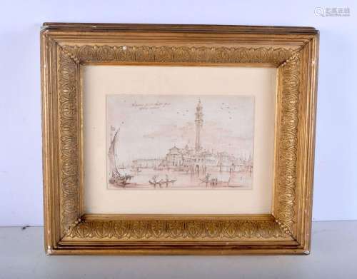 A small framed 17th/18th Century European ink/watercolour of...
