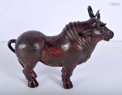 A large Chinese Tibetan bronze oxen. 19 x 24cm.
