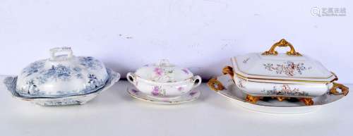 A group of ceramic serving dishes including Wedgwood, Booths...