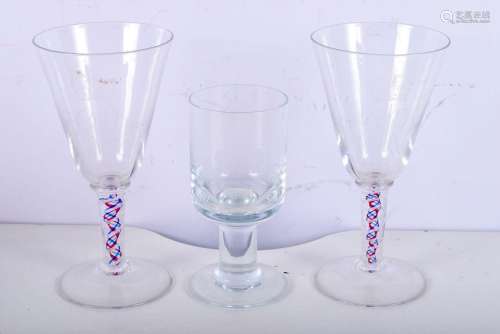 A pair of Whitefriars commemorative 1953 coronation glasses,...