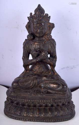 A Chinese Tibetan gilded bronze Buddha. 18cm.