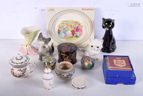 A miscellaneous collection of ceramics, lacquered box, ename...