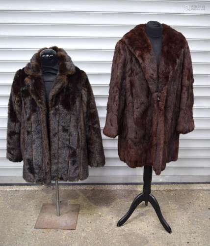 A Mid Century Victor Segall fur coat together with an imitat...