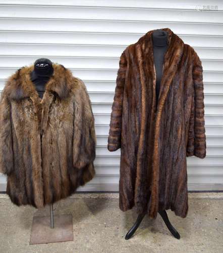 A Galuz Paris full length beaver fur coat together with a sh...