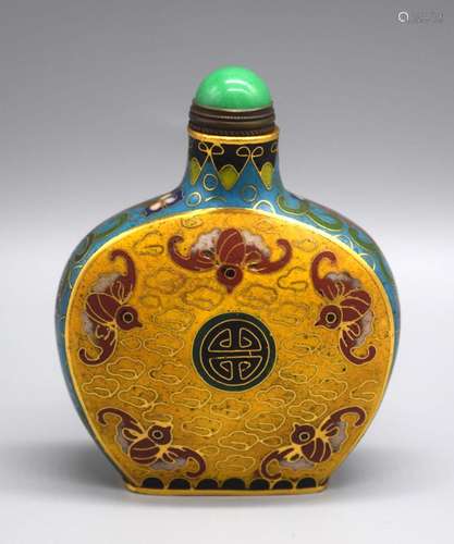 A Chinese Cloisonne snuff bottle 8 x 6 cm.