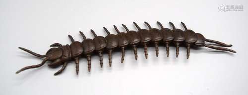 A Japanese bronze reticulated centipede 14 cm.