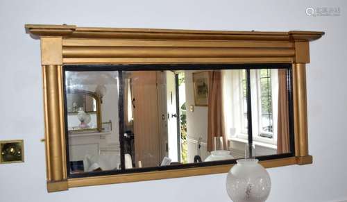 A REGENCY STYLE GILTWOOD RECTANGULAR MIRROR. 66 cm x 138 cm.