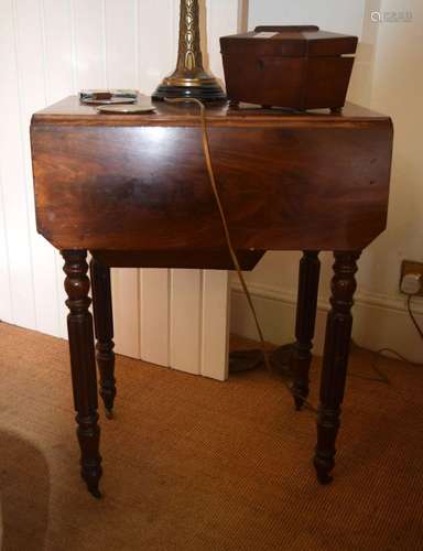 A LATE VICTORIAN DROP FLAP SOFA TABLE. 70 cm x 36 cm x 52 cm...