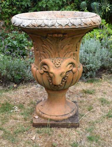 A VERY LARGE COUNTRY HOUSE TERRACOTTA PEDESTAL GARDEN URN de...