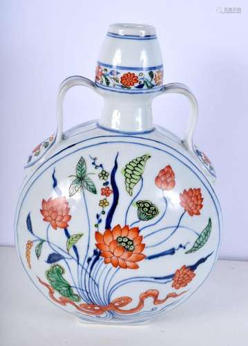 A Chinese Porcelain Wucai moon flask decorated with flowers ...