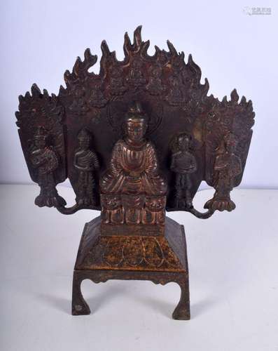 A Chinese bronze temple Buddha 24 x 21 cm