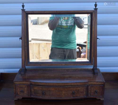 AN ANTIQUE DRESSING TABLE MIRROR. 65 cm x 63 cm.